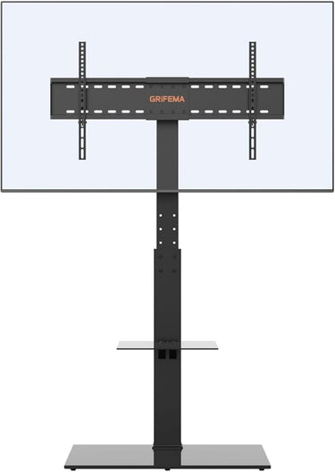 Soporte TV Pie Universal GRIFEMA GB3002 para Televisores de Plasma/LCD/LED hasta 85 Pulgadas, Soporte TV Suelo con Estantes de Vidrio Templado de 2 Niveles, hasta 60 kg, VESA MÁX. 400x800mm